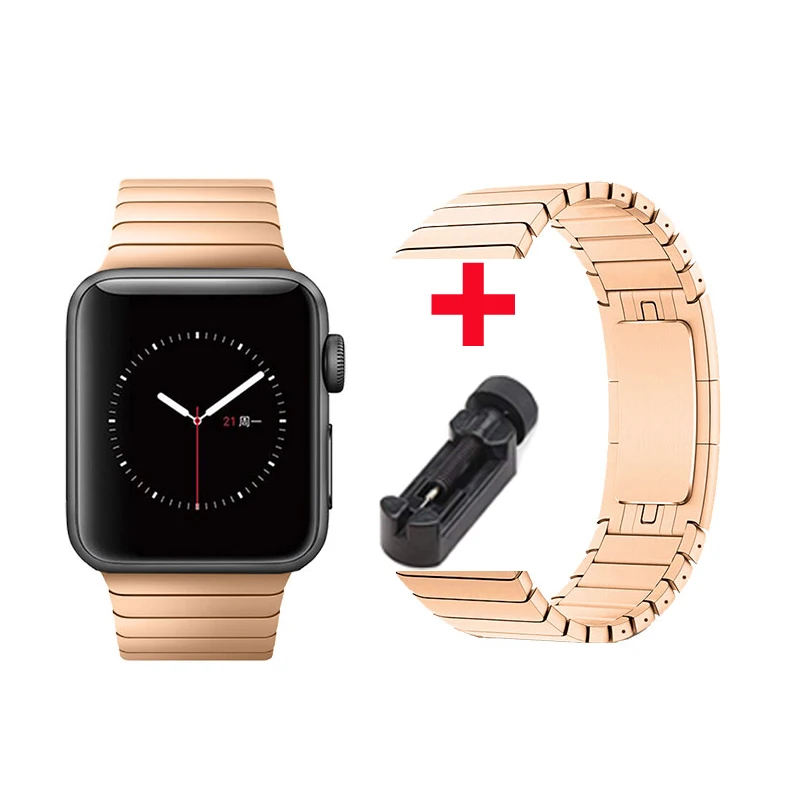 Браслет со звеньями для apple watch band 42 мм 38 мм apple watch 4 iwatch belt 44 мм 40 мм 3 2 1 металлический ремешок из нержавеющей стали - Цвет ремешка: rose gold
