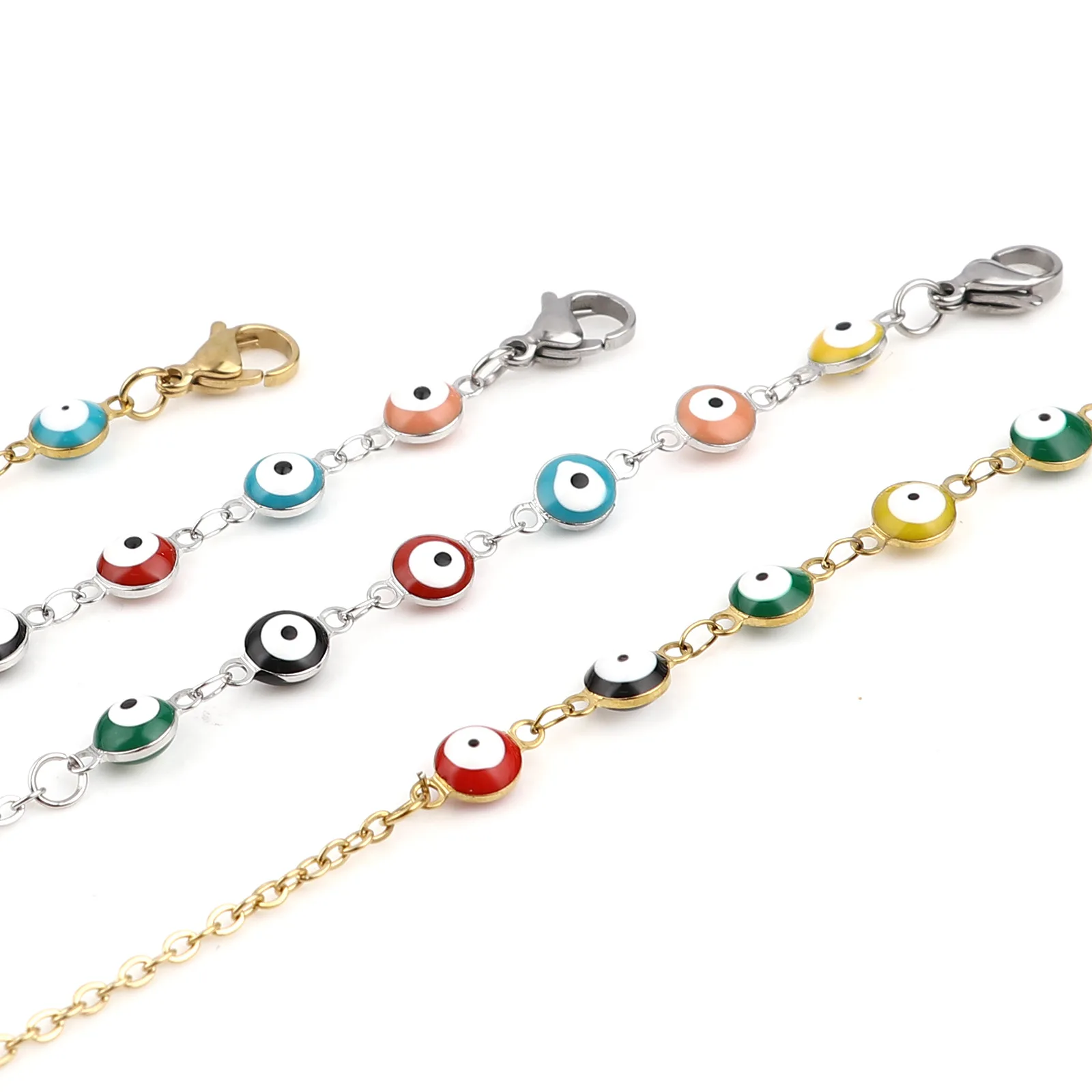 Цепочка сглаза из нержавеющей стали с эмалью для женщин фурнитура линз цепь