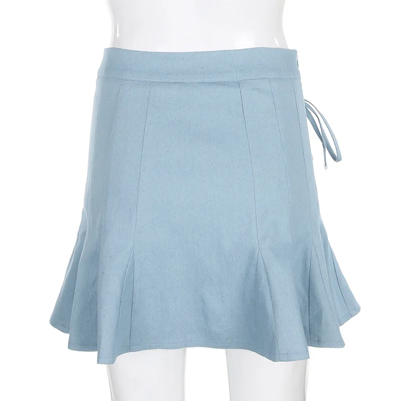 

2020 summer slim high waist Fishtail skirt female fashion lace-up hip skirt