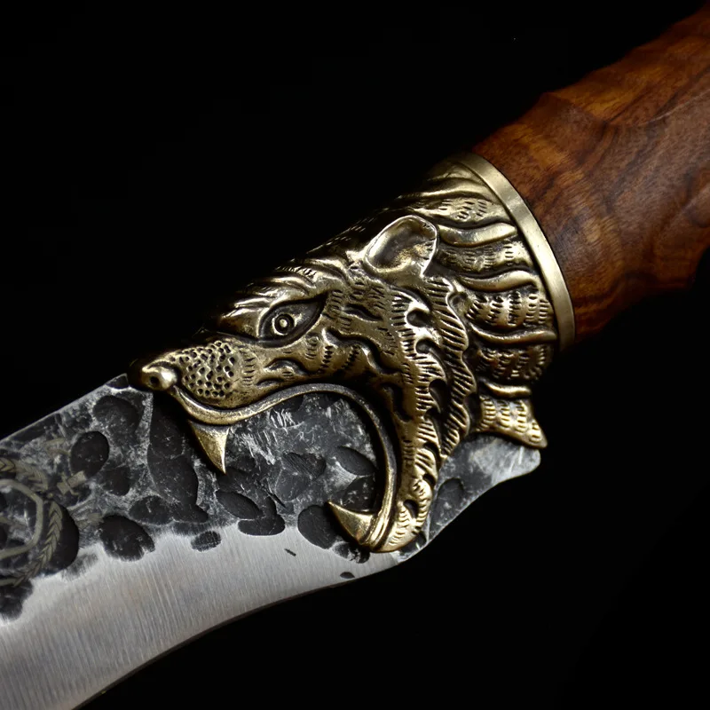 Купить 5,5 дюйма ручной работы нож викинга 7Cr17CoMoV охотничьи острые кухонные ножи из высокоуглеродистой стали с зернистой медной поверхностью
