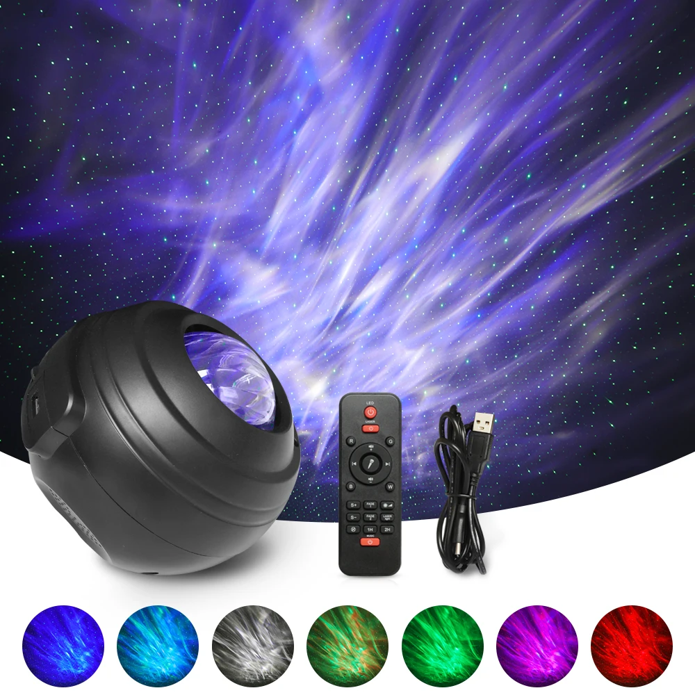 

Аврора галактика Звездные огни Лазерный Звездное небо волны океана проектор ночник цветной проектор лампа Bluetooth-совместимая музыка