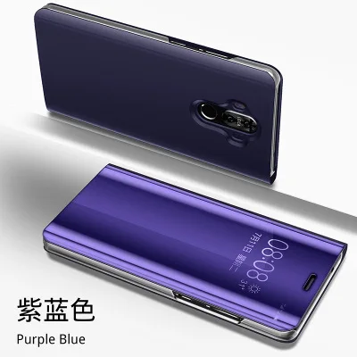 Purple Умный чехол для huawei P30 P20 Pro Lite mate 30 20 10 Honor 20 Pro Nova 5T 4e 3e, чехол с зеркальной прозрачной крышкой из искусственной кожи - Цвет: Purple