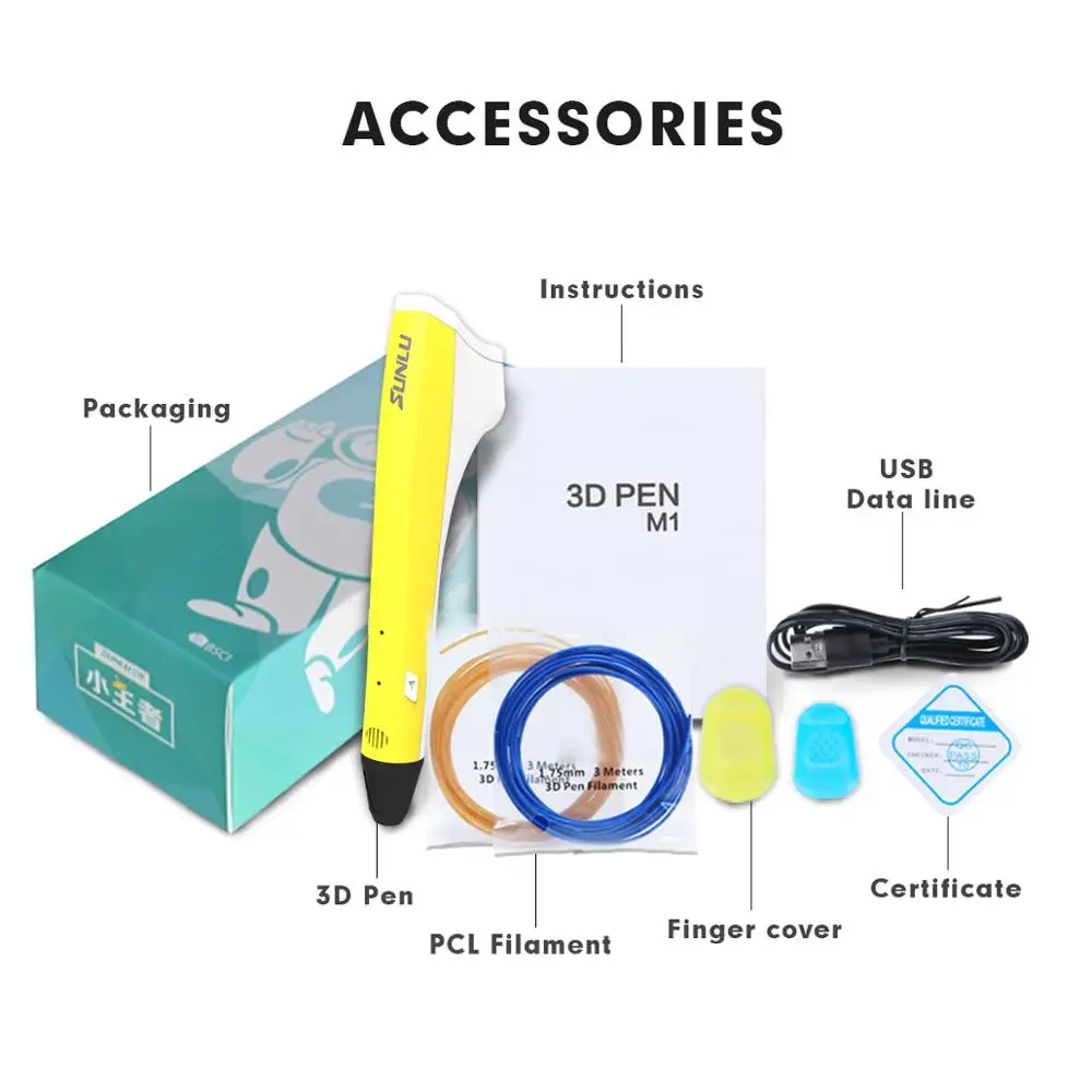 SUNLU 3D Ручка для рисования с одной кнопкой управления 3d-принтером ручки совместимы