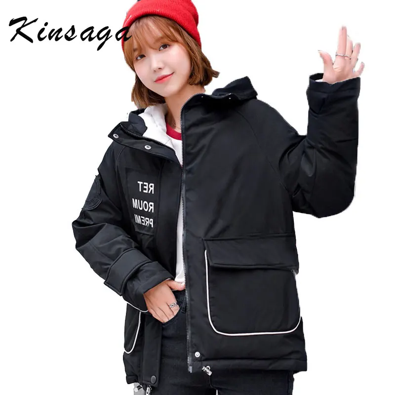 Женский зимний дизайн 2019 большие карманы с капюшоном хлопковой подкладкой