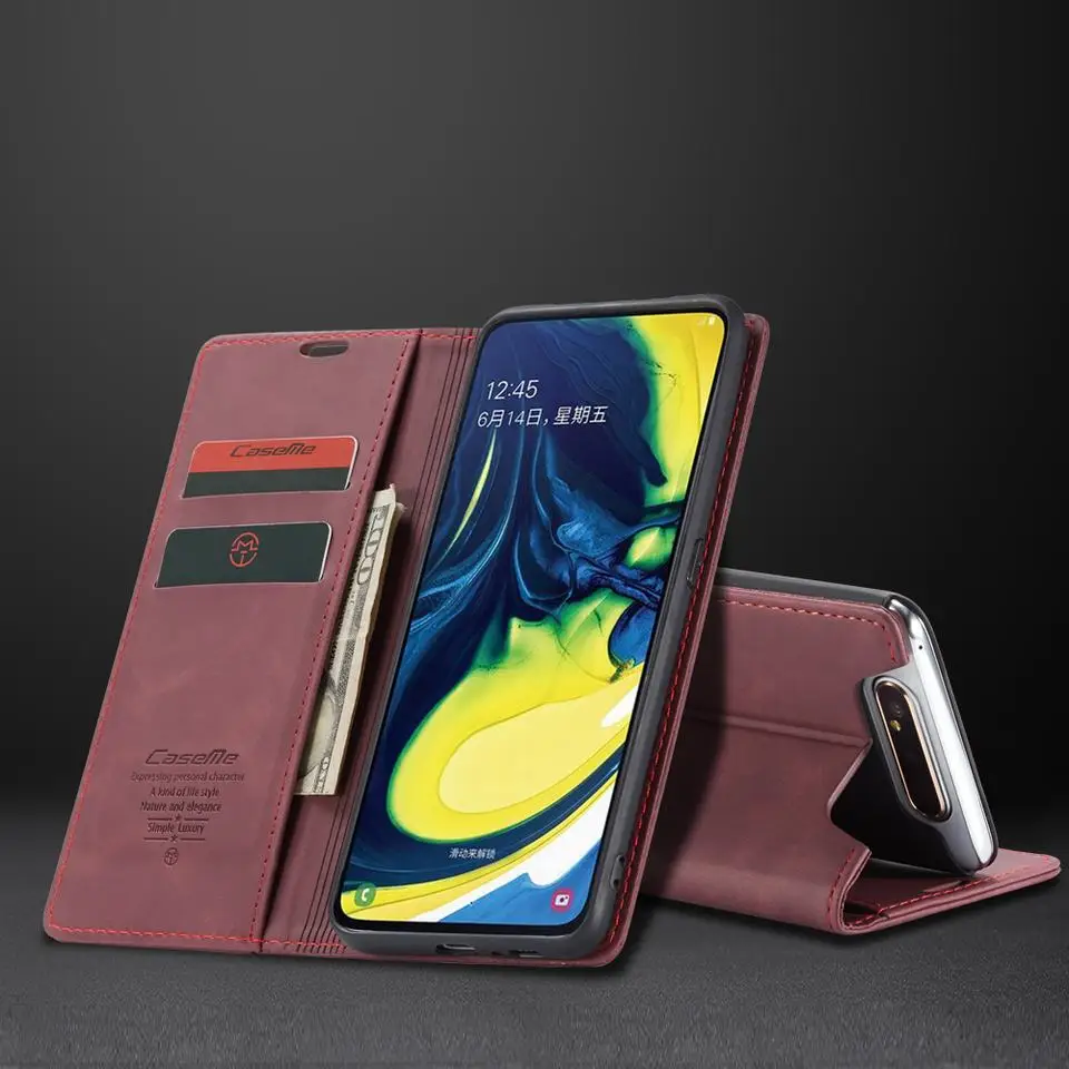 Чехол для samsung Galaxy A80 A 80, чехол-книжка с магнитной застежкой, Роскошный Матовый кожаный бумажник с отделением для карт, чехол для мобильного телефона A90 A 90