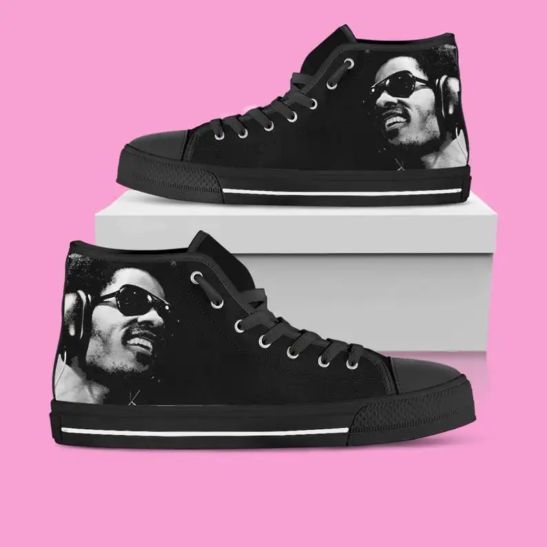 

Stevie Wonder High Top, Stevie Wonder Hi Tops, Mens Womens Designer Leisure Sneakers Men Casual Canvas Shoes