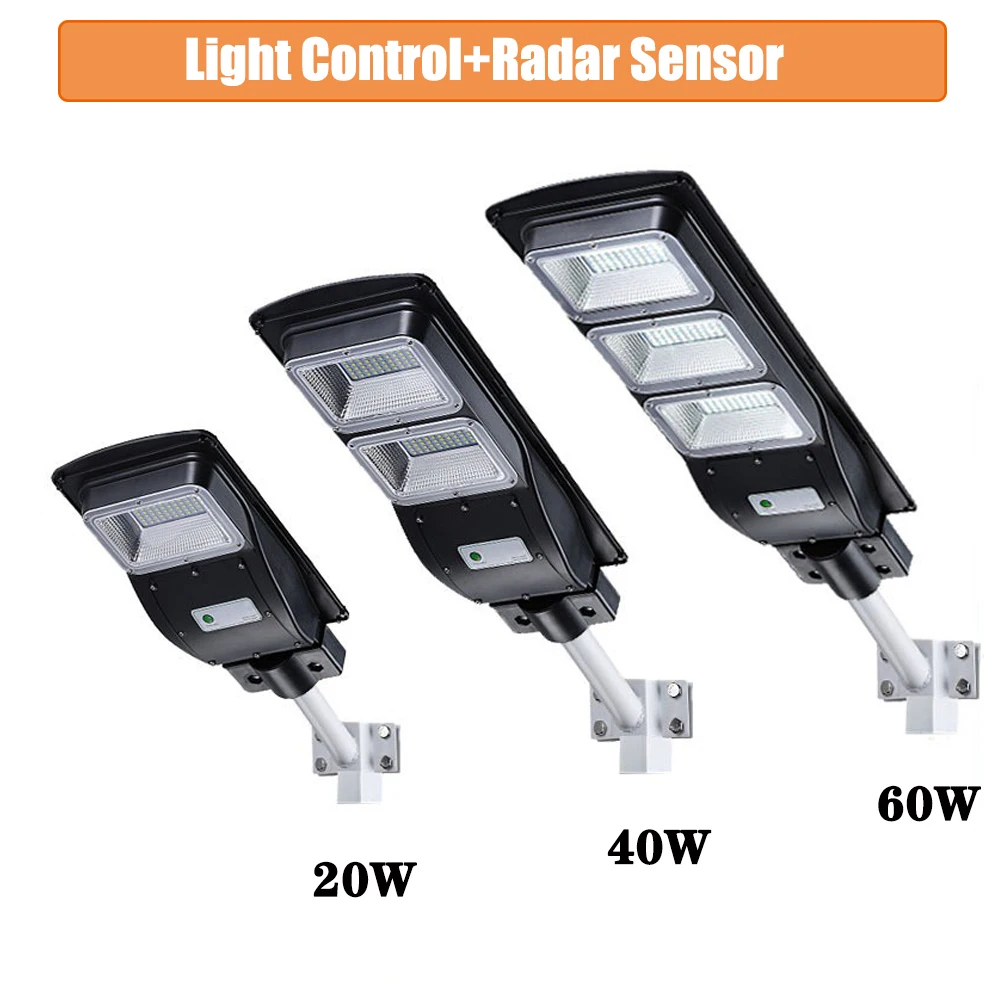 

Фонарь садовый на солнечной батарее с датчиком движения, 20/40/60 Вт, водонепроницаемый, IP65, 2835SMD