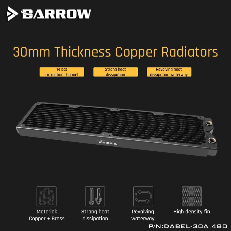 Barrow Dabel-30a 480 медный радиатор 30 мм Толщина 14 шт циркуляционный канал подходит для