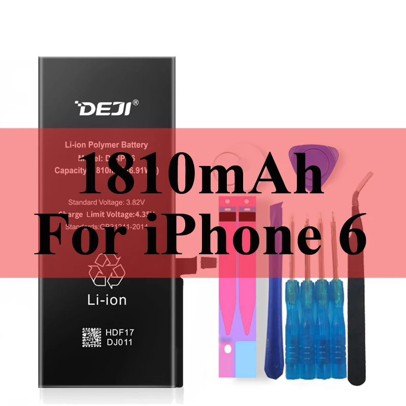 1810mAh For iPhone 6 Deji Аккумулятор для Apple iPhone 5S SE 6 6s 7 4s 5 8 X SE 6Plus 6sPlus 8Plus Plus iPhone7 1430mAh-3410mAh сменный литий-полимерный батарея+бесплатный инструмент для Apple iPhone 5s SE 6 6s 7 Мобильный телефон батарея - Цвет: 1810mAh For iPhone 6