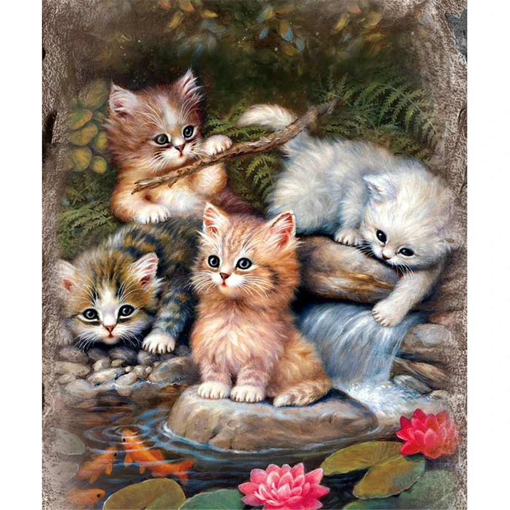 Animal Cat DIY Embroidery Cross Stitch 11CT Kits Needlework Craft Set Printed Canvas Cotton Thread Home Decoration     Design