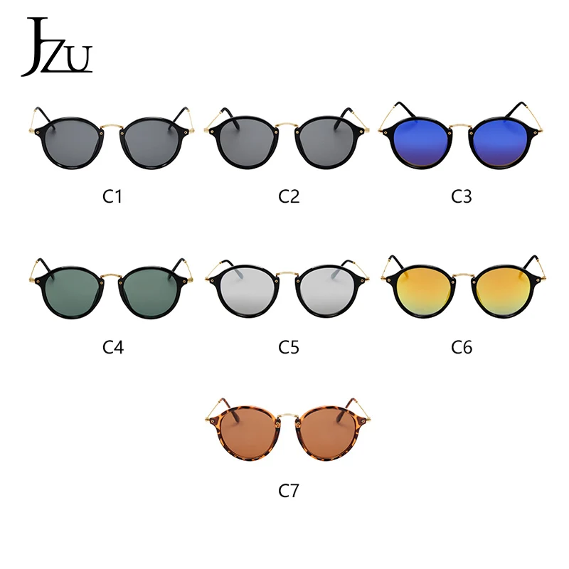 

JZU 2021 New Arrival Round Men Sunglasses women Brand Designer Vintage Quality Eyewear retro Mirror fashion Sunglasses Women