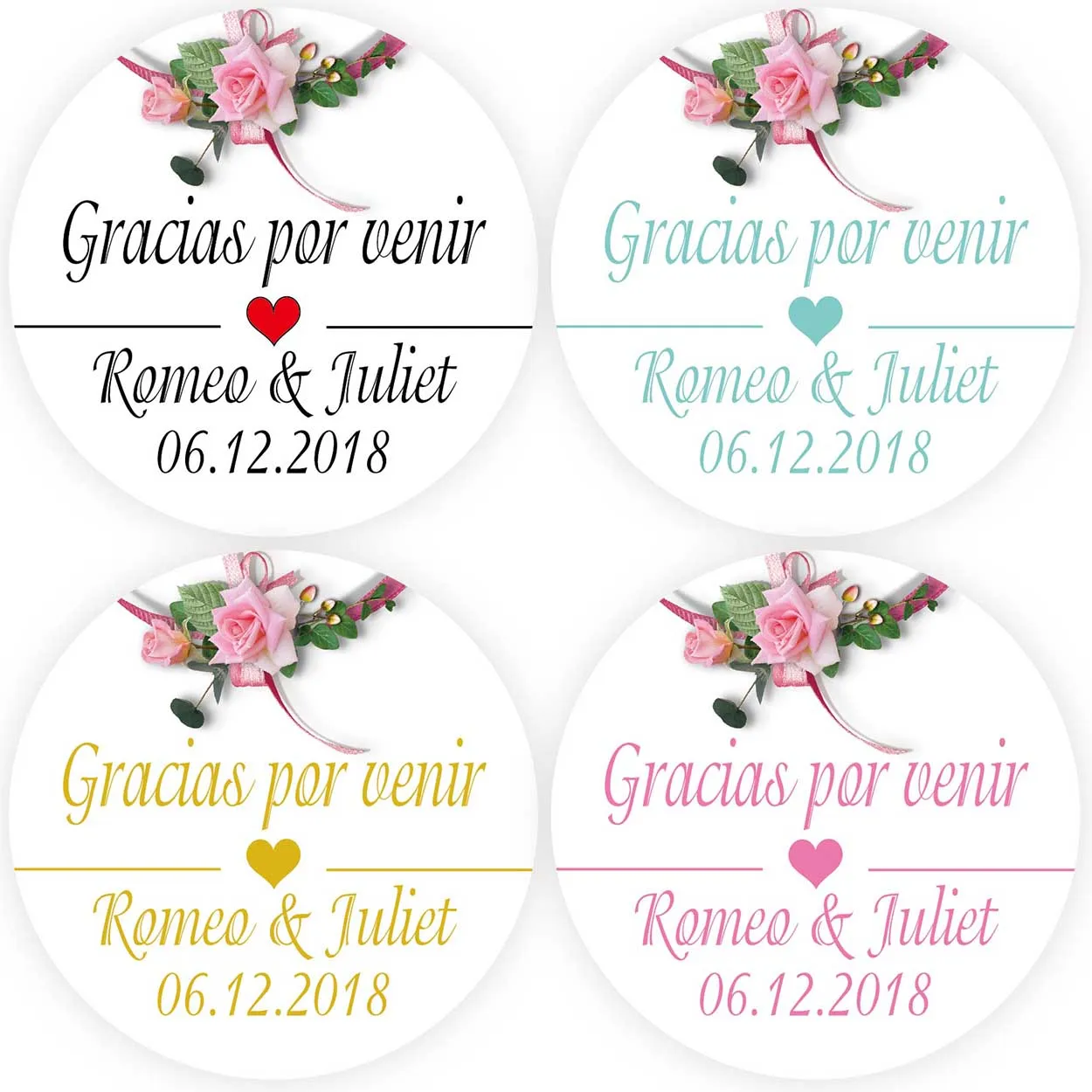 

DouxArt 100 Pieces Personalized Wedding Stickers - Gracias por venir, 40mm Labels for Baptism Communion Decorations Party Seals