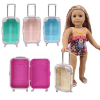 baby new born american doll accessories girl yellow blue pink transparent trolley case camera toy accessories for baby gift