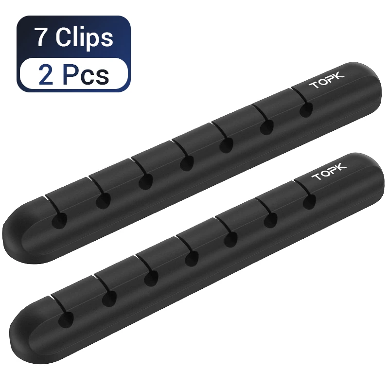 7 Clips - 2 Pieces TOPK USB Кабельный органайзер протектор офисный кабель управление держатель зажим для намотки для наушников Наушники в форме мыши провода клавиатуры шнур - Цвет: 7 Clips - 2 Pieces