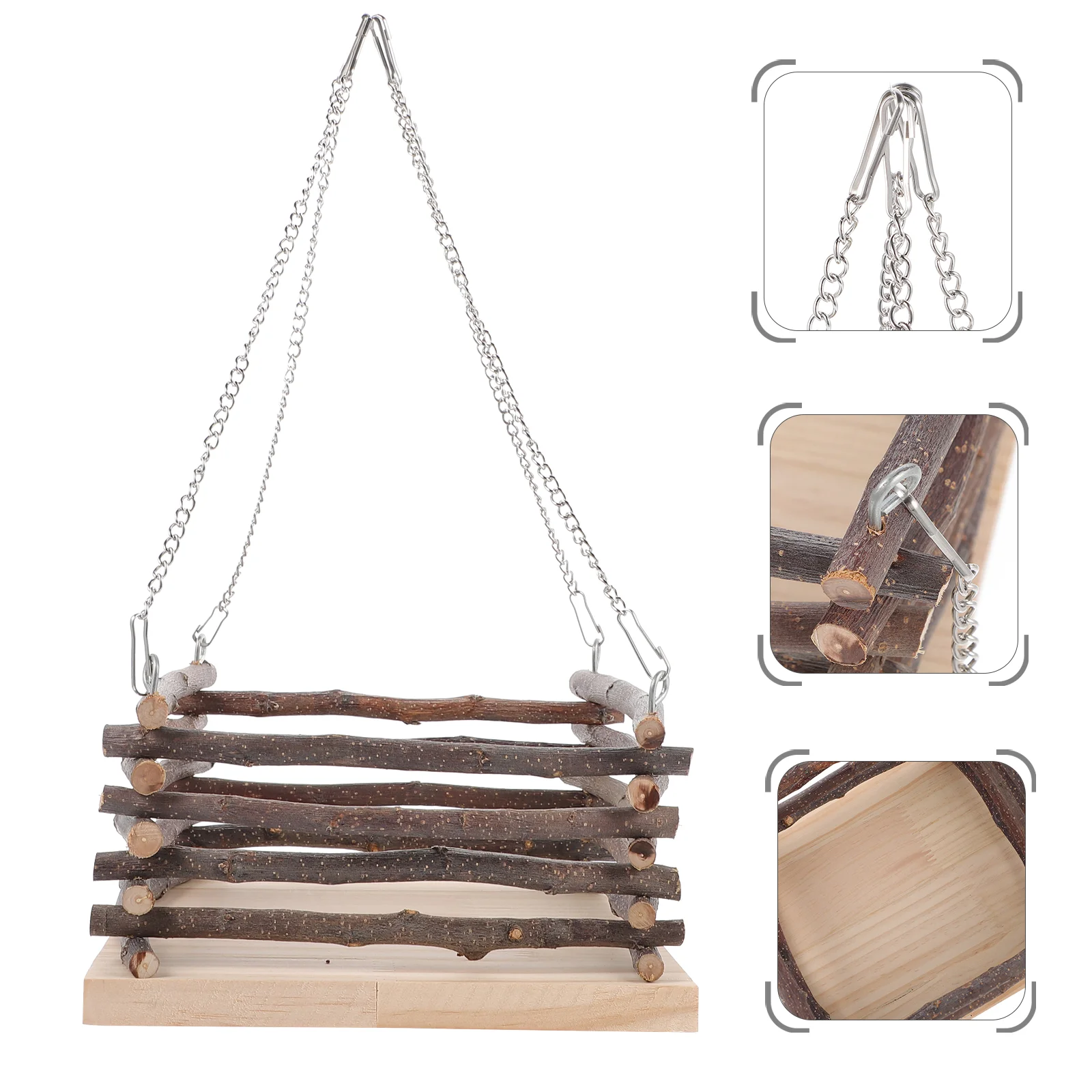 

1Pc Small Pet Hammock Safe Squirrel Hanging Useful Wooden Hamster Swing