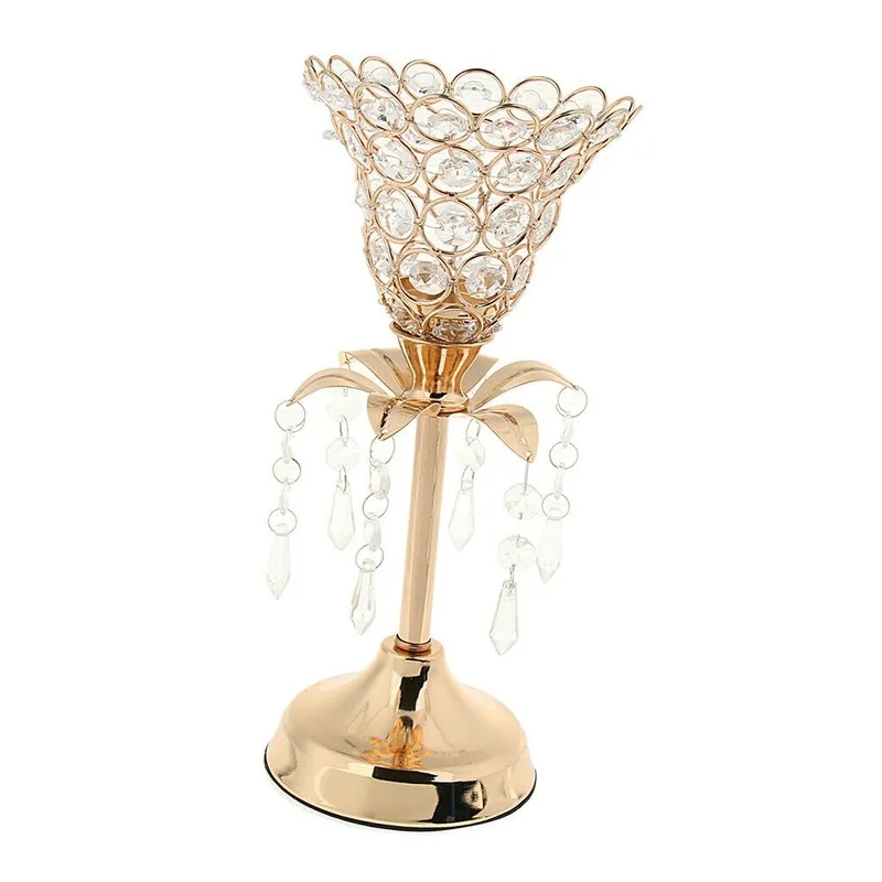 Хрустальный цветок подсвечник для свечей свадебный Декор Золотой Кристалл
