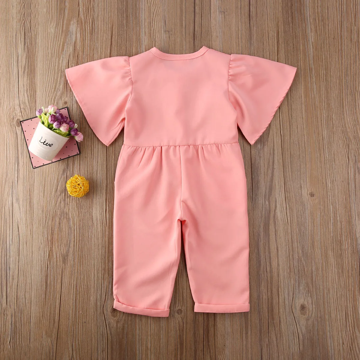 

Toddler Kids Baby Girl Romper Clothes Ruffles Short Sleeve Solid Single Breasted Romper Jumpsuit Outfit Set