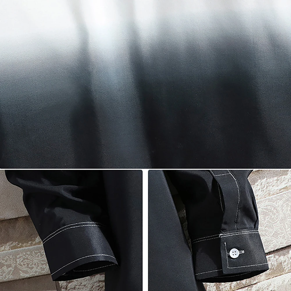 

Fashion Men Shirt Long Sleeve Turn Down Collar Gradient Color Buttons Loose Shirt Top Breathable Casual Mens Shirt Blouse