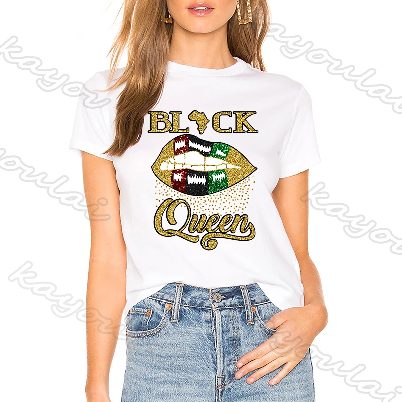 Футболка женская черная с принтом пикантная рубашка в виде губ панорамы