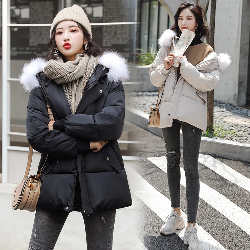 

Fv303 2019 new autumn winter women fashion casual warm jacket female coats woman parka Plus fur collar korean woman clothes