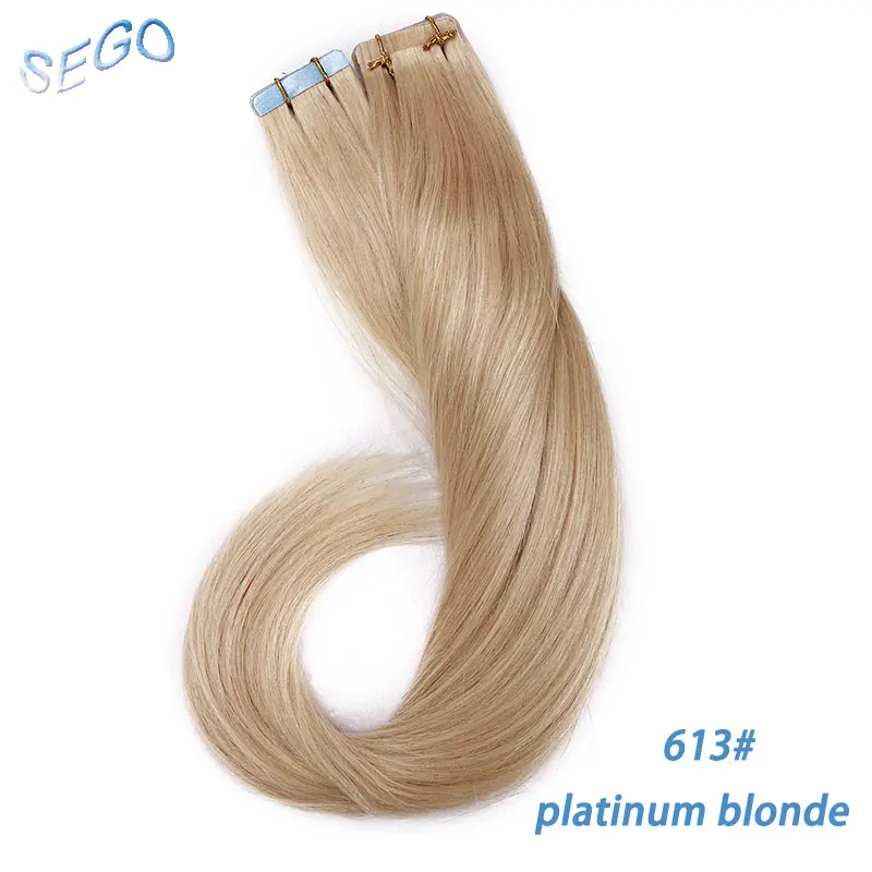 SEGO, 1"-24", 3 г/шт., натуральные человеческие волосы, лента для наращивания, клейкая, бесшовная, не Реми, кожа, уток, лента для наращивания волос, 20 шт