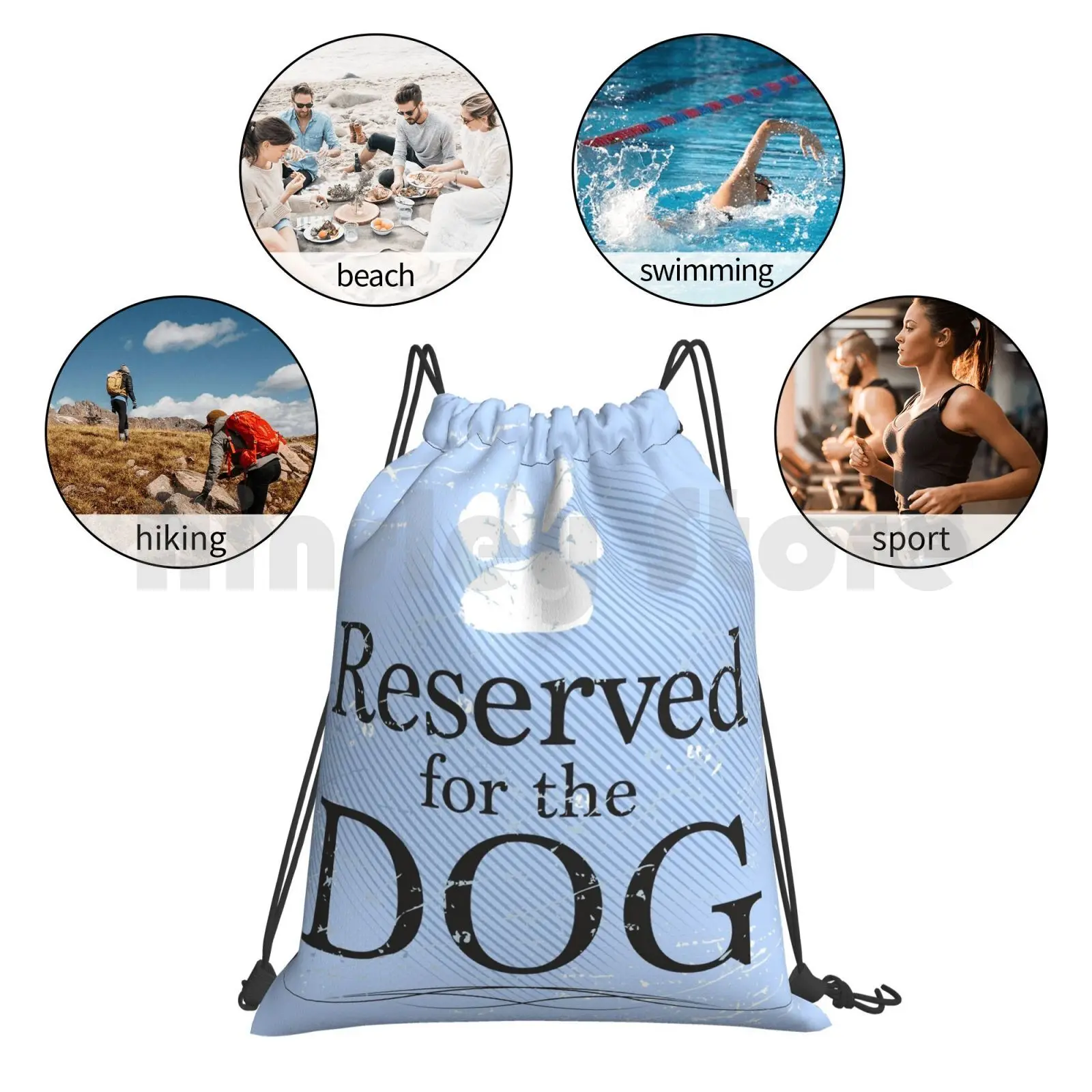 

Reserved For The Dog [ Blue ] Backpack Drawstring Bag Riding Climbing Gym Bag Blue Light Blue Reserved Adopt Dog Dogs Puppy