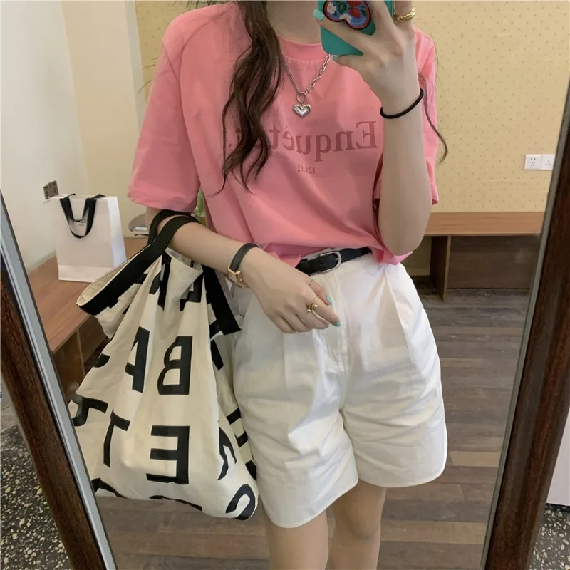 

White Shorts Women's Summer 2021 New Korean Style High Waist Casual Wide Leg Pants Loose All-Match A- line Pants Fashion Ins