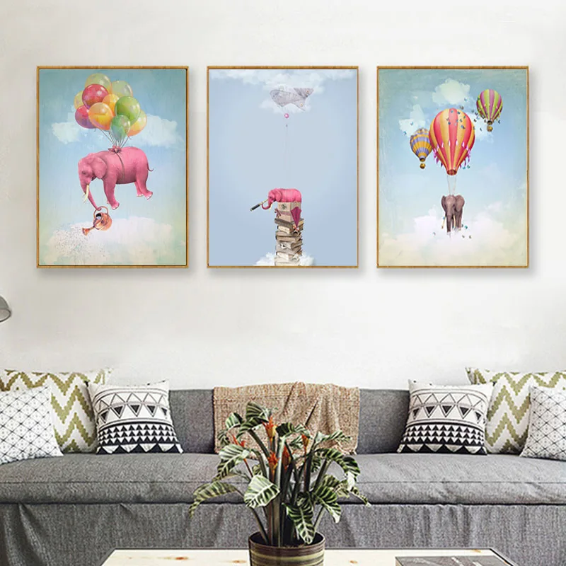 

GATYZTORY 3PC Paint By Number balloon elephant HandPainted Painting Art Drawing On Canvas DIY Pictures By Numbers Animal Gift