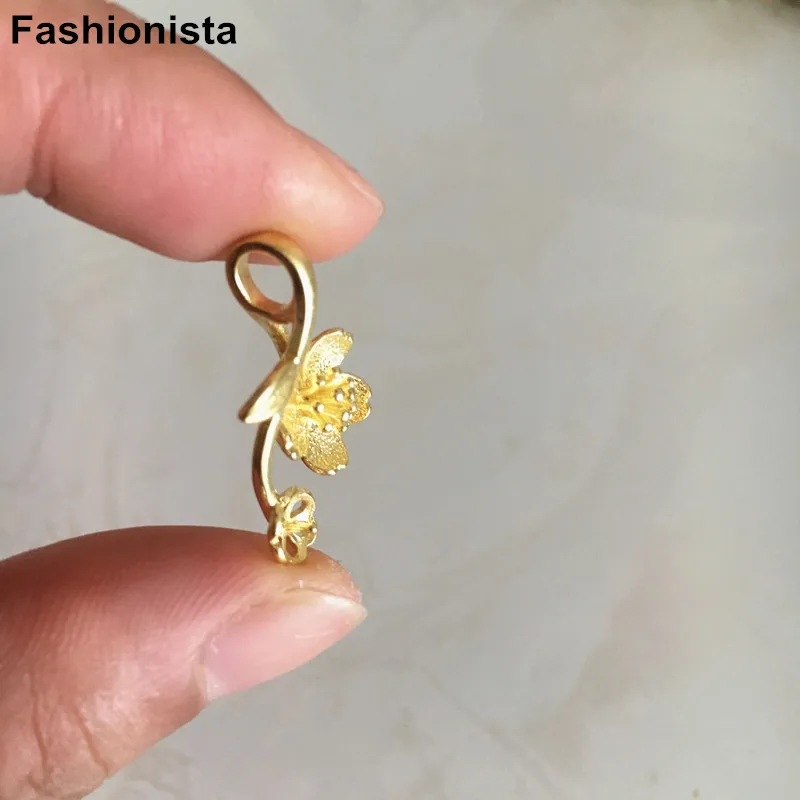 8 pcs - 18*25mm Brass Flower Charms Casted Filigrees with Needle For Bead Gold-color Silver-color DIY Supplies -HY | Украшения и