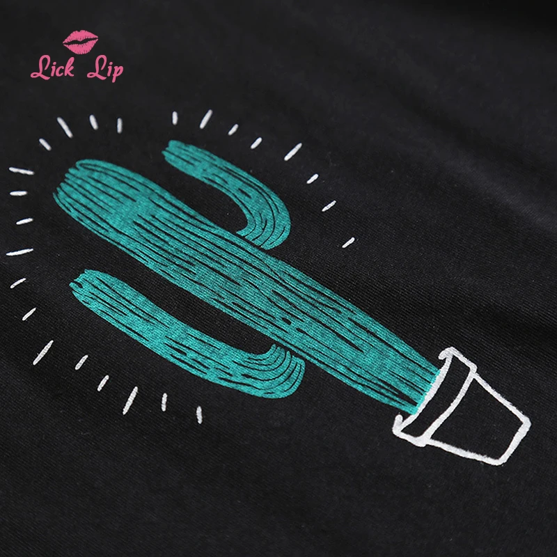 Пикантный крутой пижамный комплект на бретельках с изображением кактуса и губ