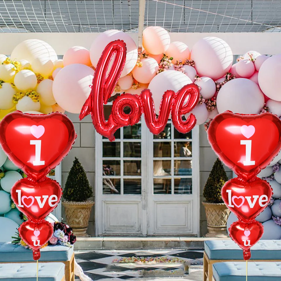 Фольгированный Гелиевый шар I LOVE U в форме сердца украшение для свадьбы