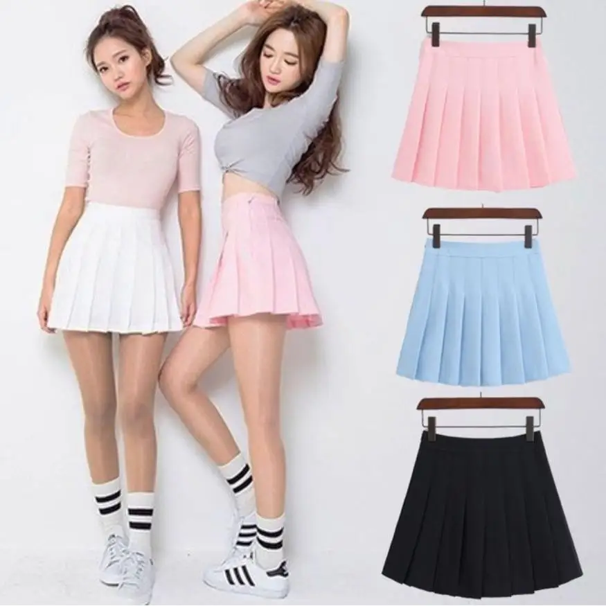 

2021 New Vrouwen Hoge Taille Geplooide Rok Lente Herfst Casual A-lijn Rokken Japanse School Uniform Mini Rokken