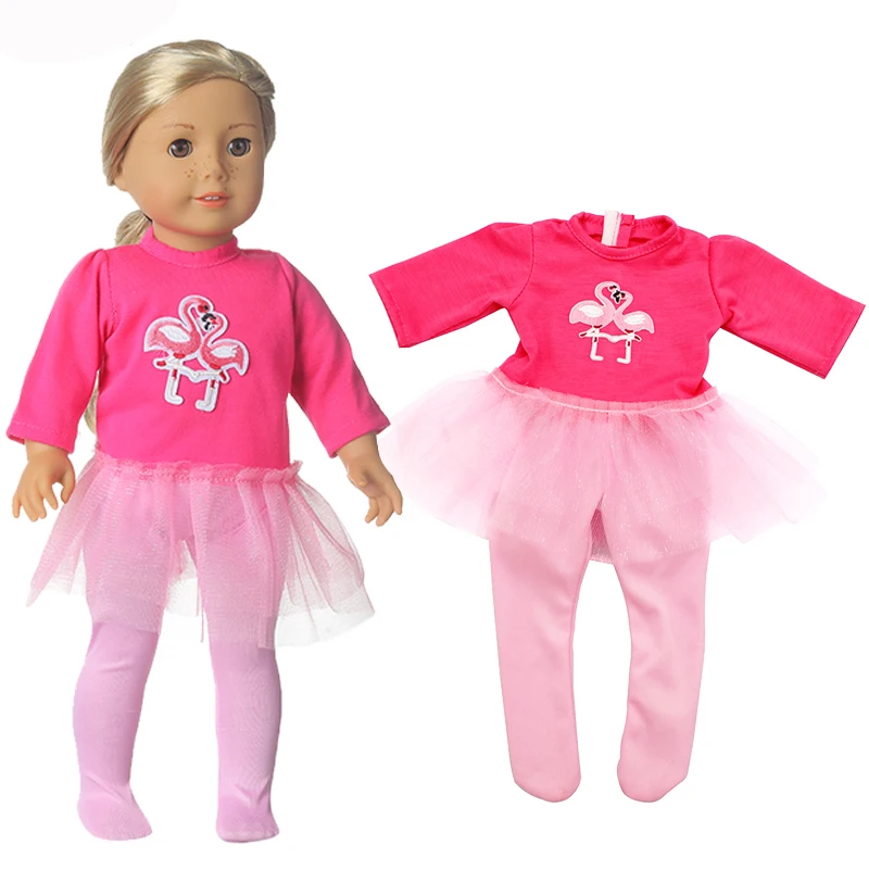 Платье с двойным фламинго колготки юбка костюмы размер 18 дюймов американский и 43