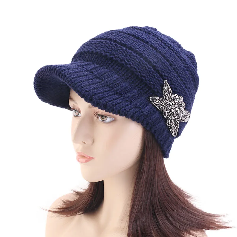 Женская Вязаная Шапка бини с козырьком|Женские кепки козырьками камуфляжыне| |