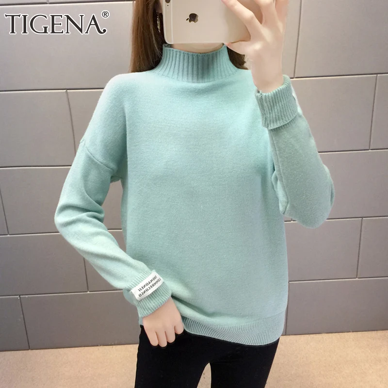 TIGENA Thick Warm Turtleneck Sweater Women 2020 Winter Knitted Pullover Female Long Sleeve Cashmere Jumper Tops | Женская одежда