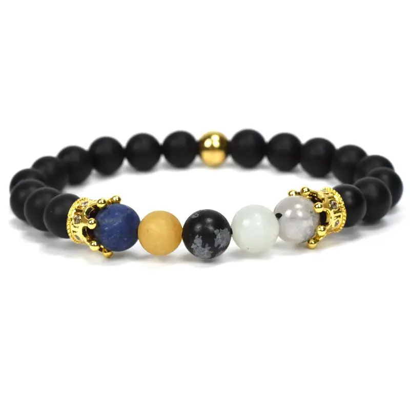 3UMeter 8mm Natural Stone Coloured Crown Bead Tibetan Buddha Bracelet Bracelets Men Jewelry gift Drop Shipping | Украшения и