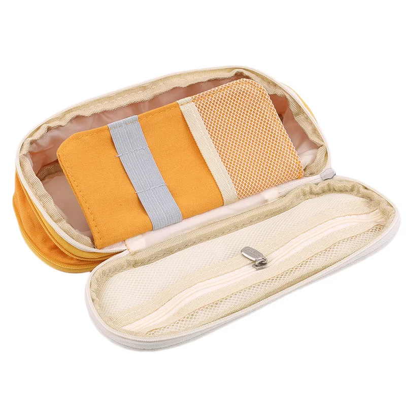 

Kawaii Pencil Case Kids School Stationery Macaron Color Canvas Stretch Large Capacity Double Layer Pencil Box Cute Pencilcase
