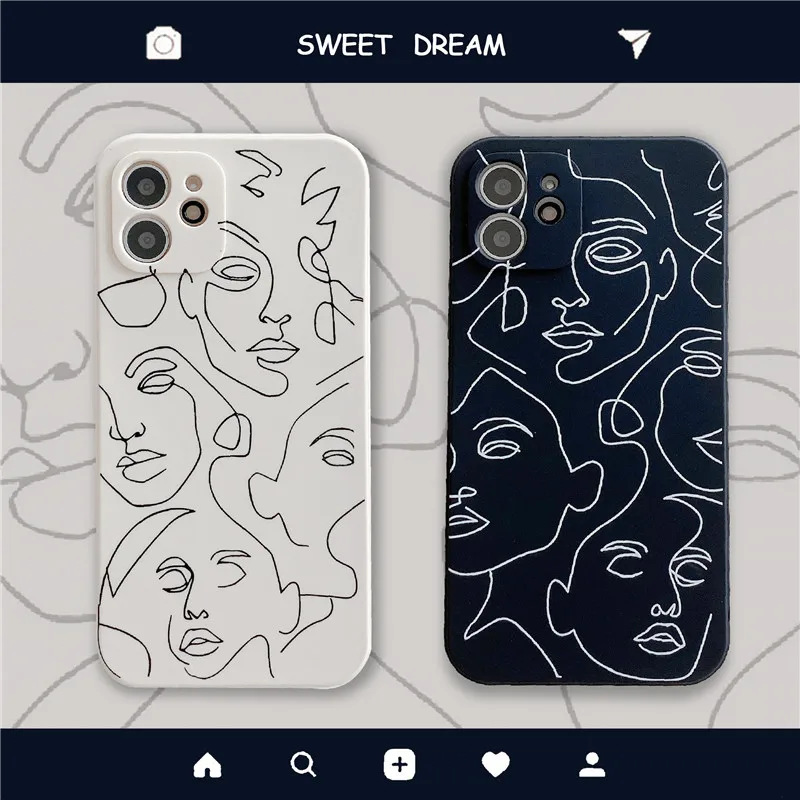 Черно-белый матовый чехол для телефона из ТПУ INS iPhone 8 7 Plus se2 13 12 11 Pro X XS Max XR с