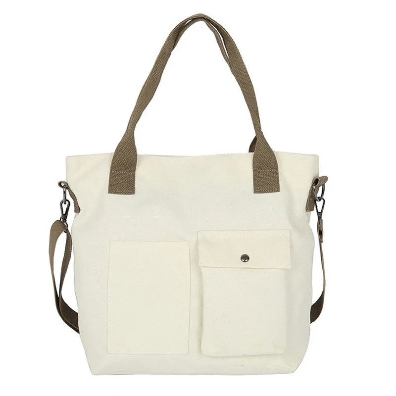 

New Women Canvas Bag Design Zipper Shoulder Bag Female Reusable Large Capacity Shopper Tote Ladies Eco Cloth Shopping Bags