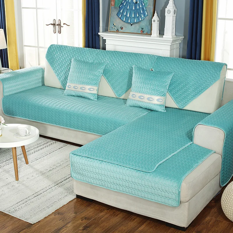 Бархатный Чехол для дивана в скандинавском стиле плотный однотонный