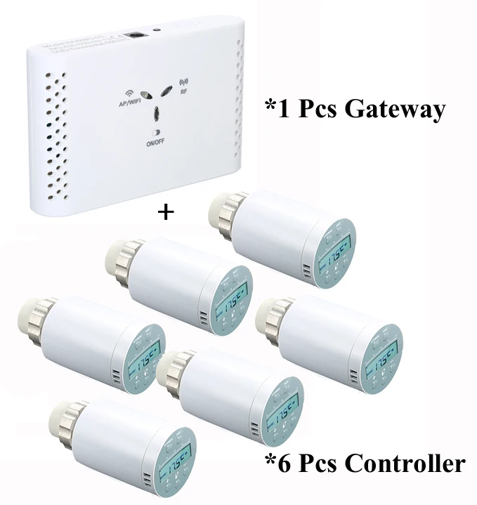 Add 6 Controller SEA801-WIFI термостат регулятор температуры нагрева и точный TRV термостатический клапан радиатора программируемый голосовой контроллер - Цвет: Add 6 Controller