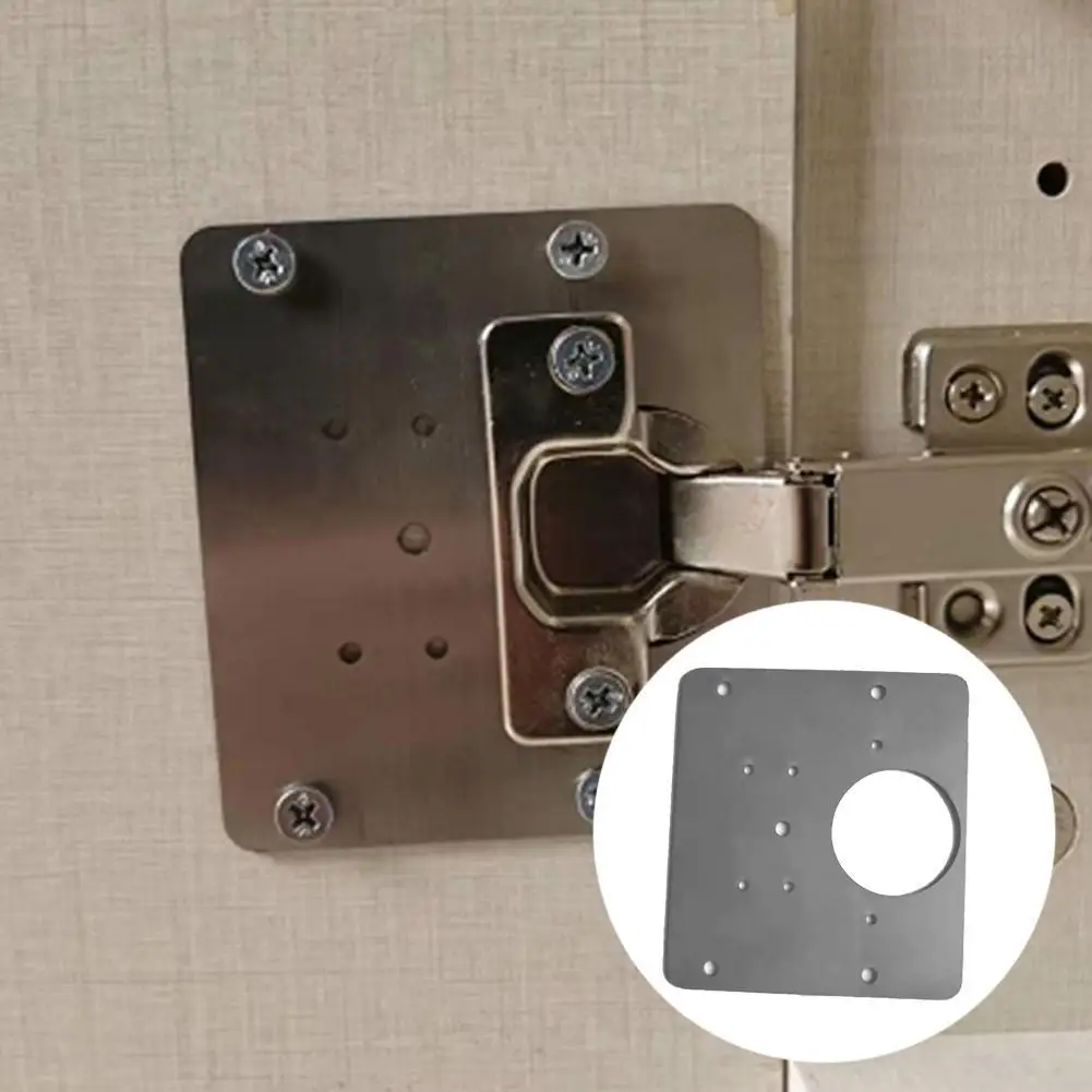 

Hinge Repair Plate Furniture Cabinet Installation Tools 9cm*9cm Stainless Steel Fixed Plate Practical Home Hardware