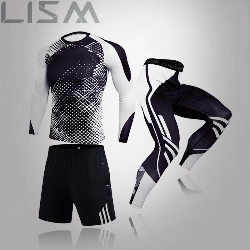 

High-Quality Compression Men's Sportswear Quick-Drying Running Suits Sports Jogging Training Gym Fitness Track Suits Running