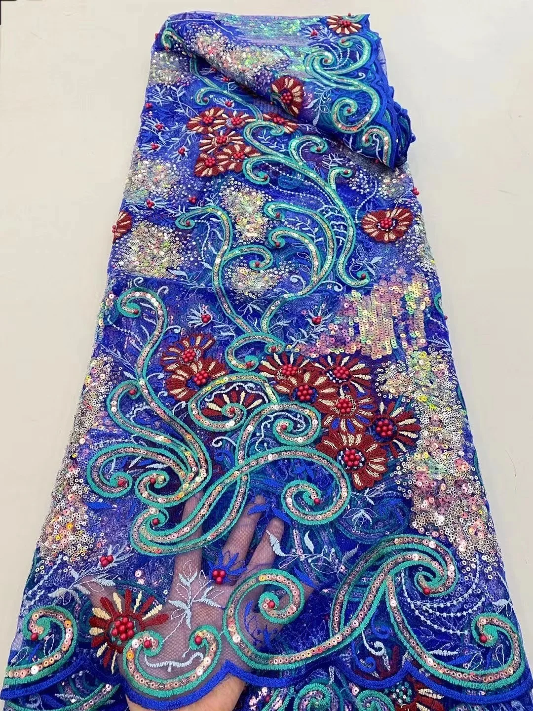 

Эксклюзивный африканская кружевная сетчатая ткань с вышивкой Свадебные нигерийские кружева сеточка Материал Роскошные тяжелый ручной бле...