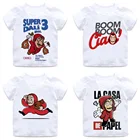 La Casa De Papel футболка детская футболка с забавным мультипликационным принтом деньги Heist детская футболка House of Paper Kawaii Bella Ciao футболка с рисунком для детей