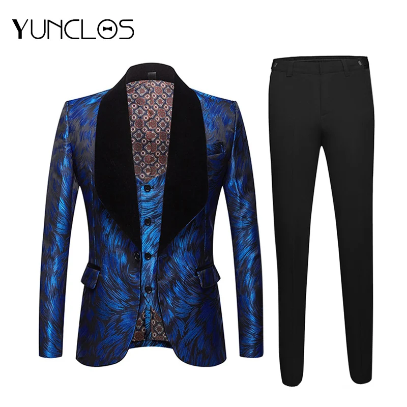 Мужской костюм из 3 предметов (пиджак + жилет брюки) жаккардовый Костюм