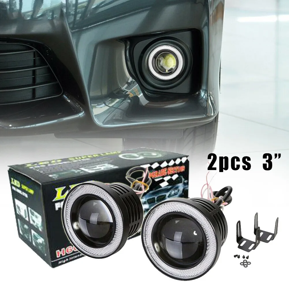 

LED Fog Lights Lamps Projector Round SUV 1200LM Trucks 2pcs White 3inch
