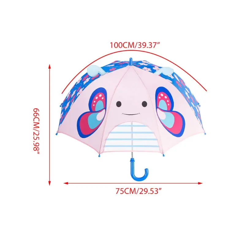 

Children Cartoon Umbrella Bee Butterfly Shape Princess Long Handle Umbrellas B36E