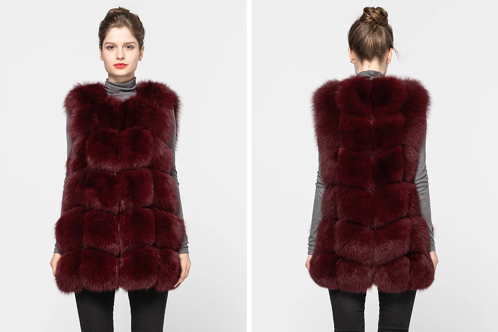 Jancoco Max Новое поступление настоящие жилеты из лисьего меха женский зимний теплый меховой жилет Модный стильный жилет высокого качества S1431