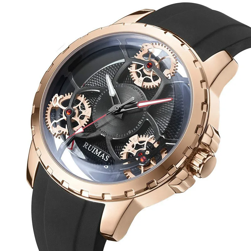 Мужские кварцевые часы Rimas RUIMAS спортивные с полым подвесным циферблатом топ